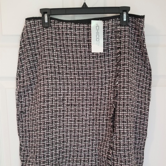 CHICO'S Tweed Fringed Skirt NWT Large (chico's 2) - Picture 1 of 7